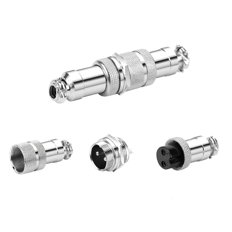 CHALITECK GX16 2pin Male+Female Combination Aviation Plug Socket Connector,Panel Mounted Metal Circular Adapter Connector 7A/125V,16mm,Welded,for Electrical and Electronic Connections 5Set - Image 1